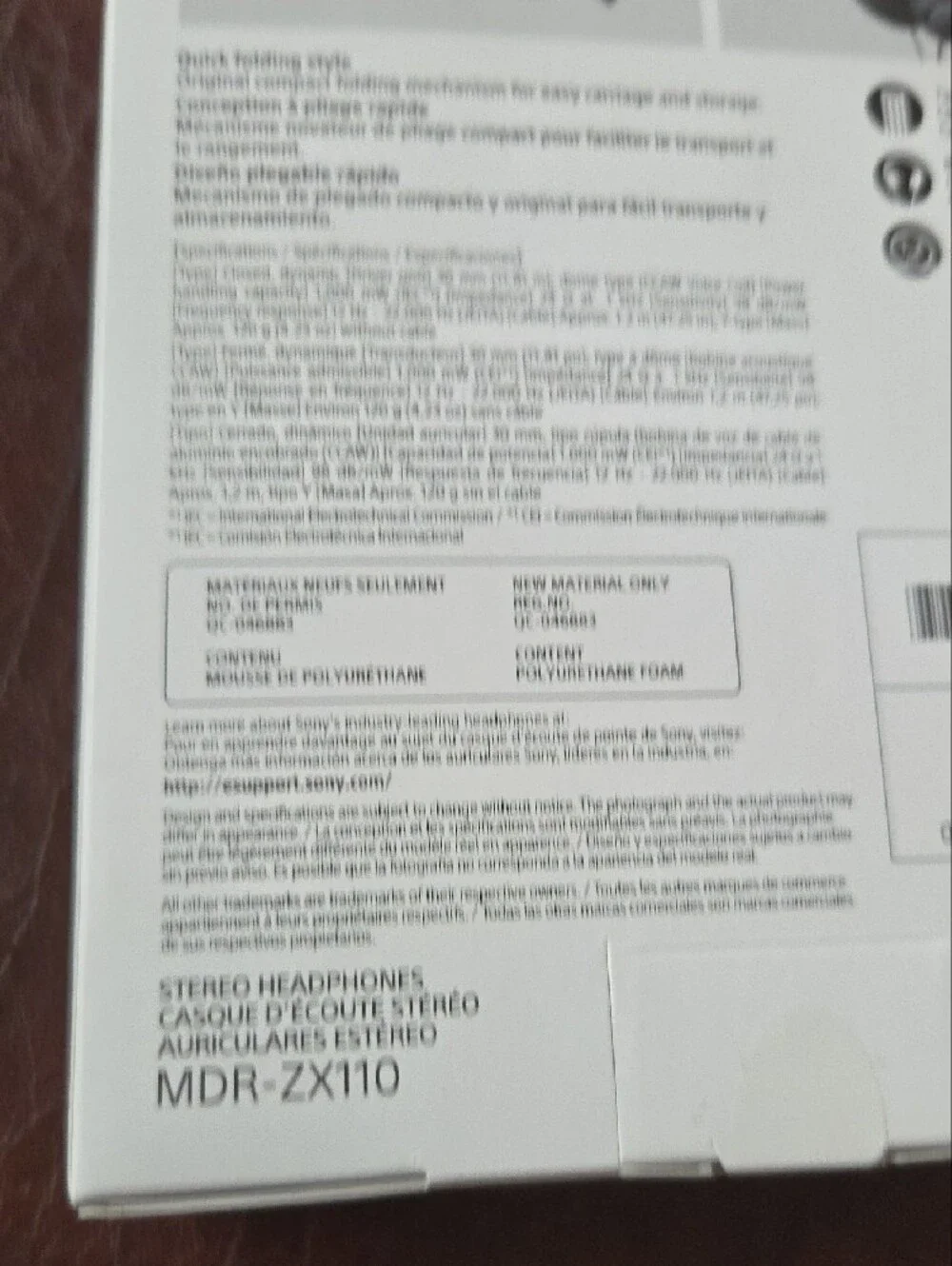 Sony Black On-Ear Headphones MDR-ZX110